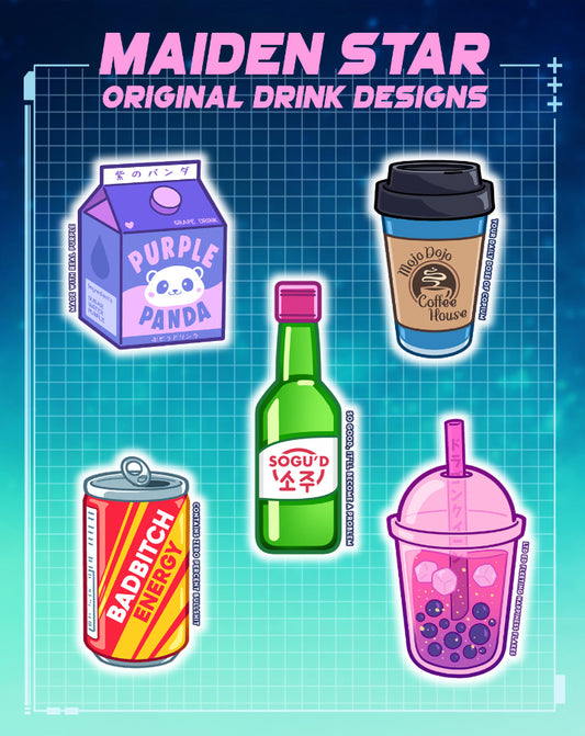Retro Anime Original Drink Stickers